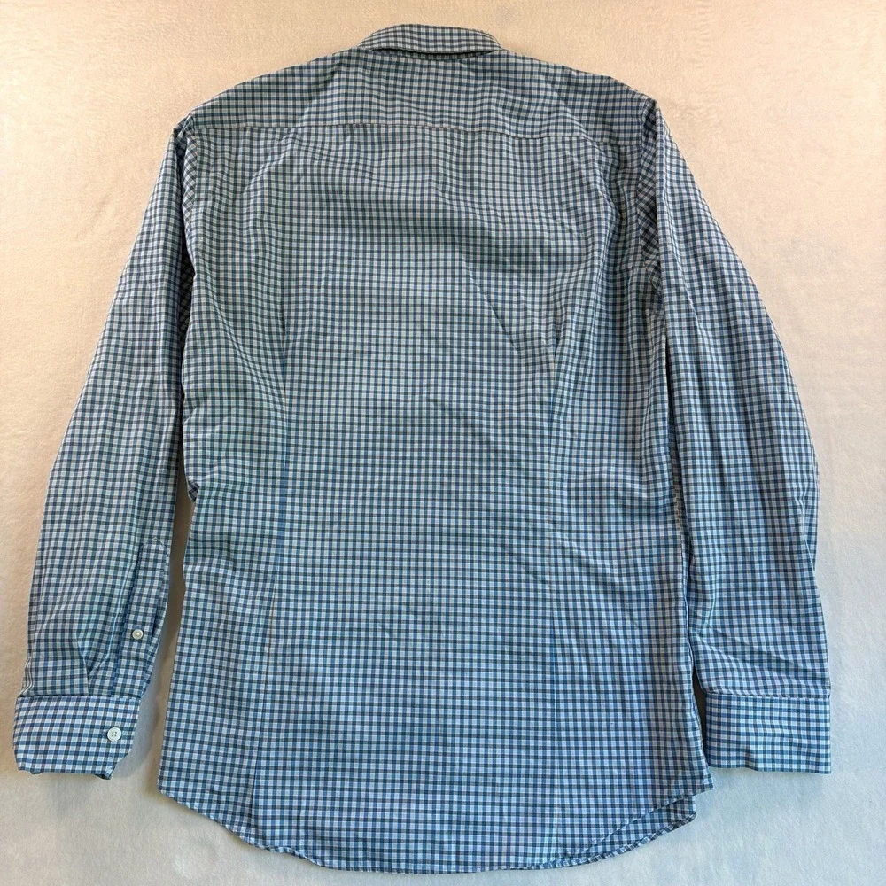 BANANA REPUBLIC Slim Fit Non Iron Blue Check 100% Cotton Button Down Shirt L